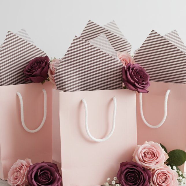Papier Mousseline Élégant rose pâle rose foncé Halloween rayé (Elegant Plum and Blush Pink Stripe Pattern Tissue Paper for Her for Gothic Chic Bridal Shower)