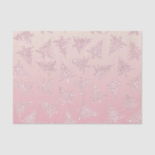 Papier Mousseline Élégant Rose Parties scintillant d'or Motif d'arbr (Recto)