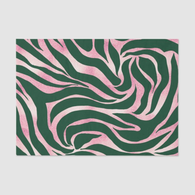 Papier Mousseline Elégant Rose vert Parties scintillant or Zebra (Recto)