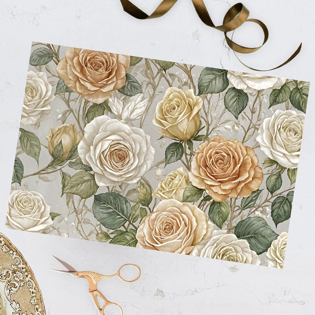 Papier Mousseline Elégant Rose Vintage beige et crème (Créateur téléchargé)