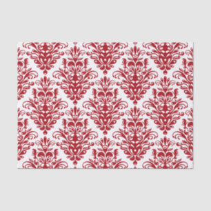 Papier Mousseline Elégant rouge foncé vintage damas motif