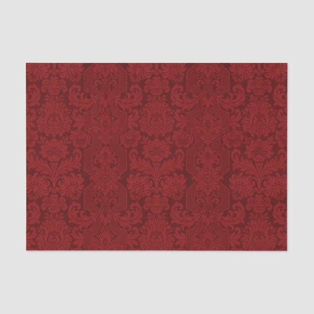 Papier Mousseline Élégant rouge orné victorien Damask (Recto)