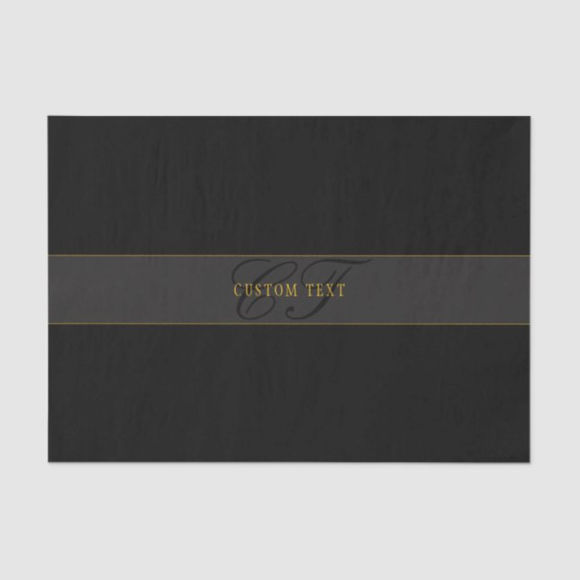 Papier Mousseline Elegant Script Monogram Black & Gold (Recto)