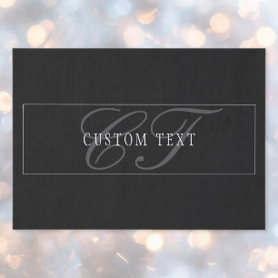 Papier Mousseline Élégant Script Monogramme modifiable noir gris bla