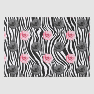 Papier Mousseline Elégant Shabby Chic Roses Rose et Zeba Stripes