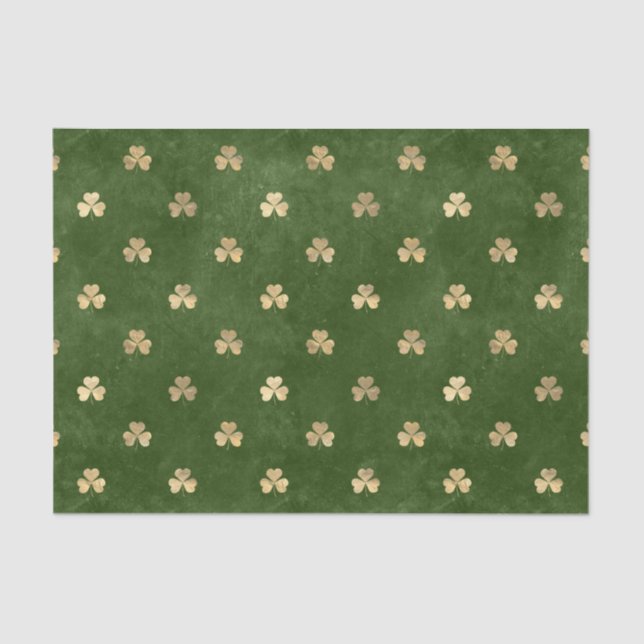 Papier Mousseline Élégant Shamrock d'or vert (Recto)