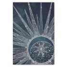 Elégant Silver Sun Moon Doodle Mandala Blue Design