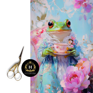 Papier Mousseline Elégant Tea-Time Frog Art Mère's Day Cadeau