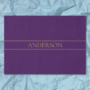 Papier Mousseline Élégant texte personnalisable Gold & Deep Purple