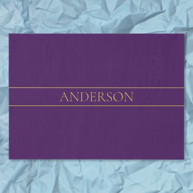 Papier Mousseline Élégant texte personnalisable | Gold & Deep Purple (Créateur téléchargé)