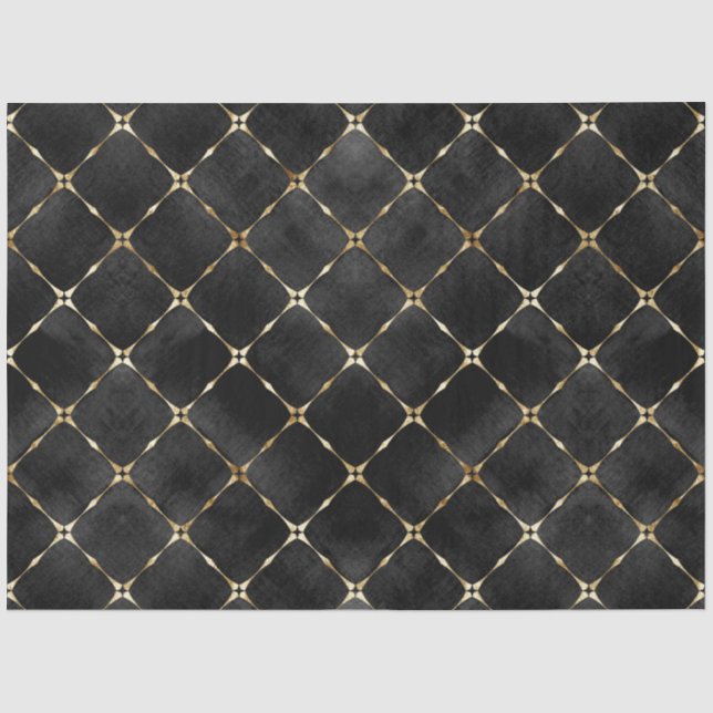 Papier Mousseline Elégant velours noir Faux Gold Plaid Luxe (Recto)