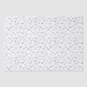 Papier Mousseline Élégant Vintage Coeurs d'argent Mariage, Fiançaill