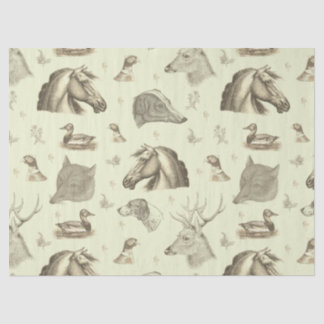Papier Mousseline Elegant Vintage Horse English Country Hunting