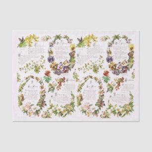 Papier Mousseline Elégant Vintage Poésie Fleurs livre d'antiquités