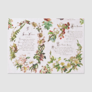 Papier Mousseline Elégant Vintage Poésie Fleurs livre d'antiquités