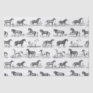 Papier Mousseline Élégant Vintage Rustic Horse Breeds Toile
