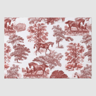 Papier Mousseline Elégant Vintage Rustic Red Horses Country Toile