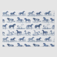 Élégant Vintage Rustique Cheval race Bleu Toile