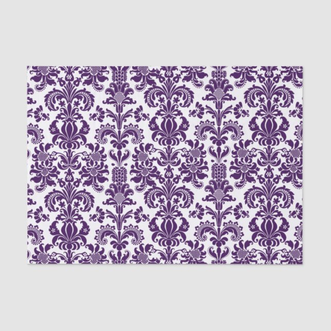 Papier Mousseline Élégant violet floral Damas Arrière - plan blanc (Recto)
