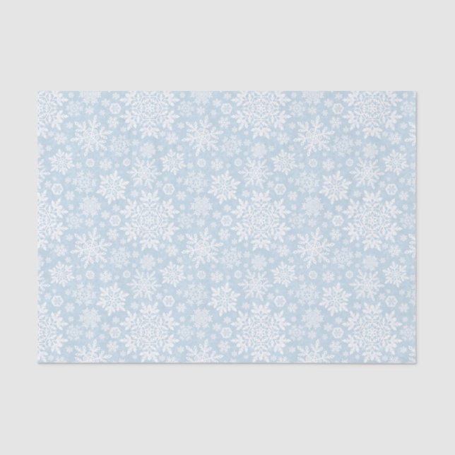 Papier Mousseline Elegant White Snowflake (Frost Blue) (Recto)