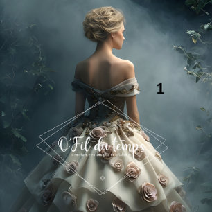 Papier Mousseline Elegant Woman in Opulent Ball Gown 