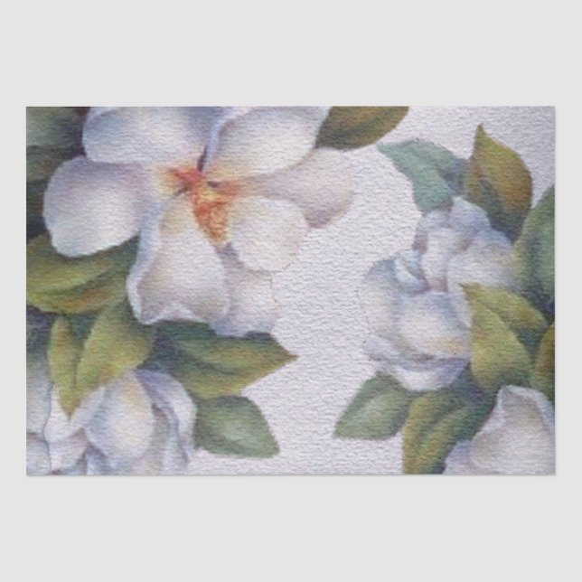Papier Mousseline Elégante aquarelle blanc Magnolia Flower (Recto)
