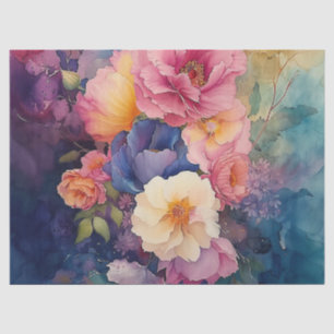 Papier Mousseline Elégante aquarelle colorée Découpage florale