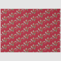 Elégante aquarelle de Noël Botanique Rouge Vert