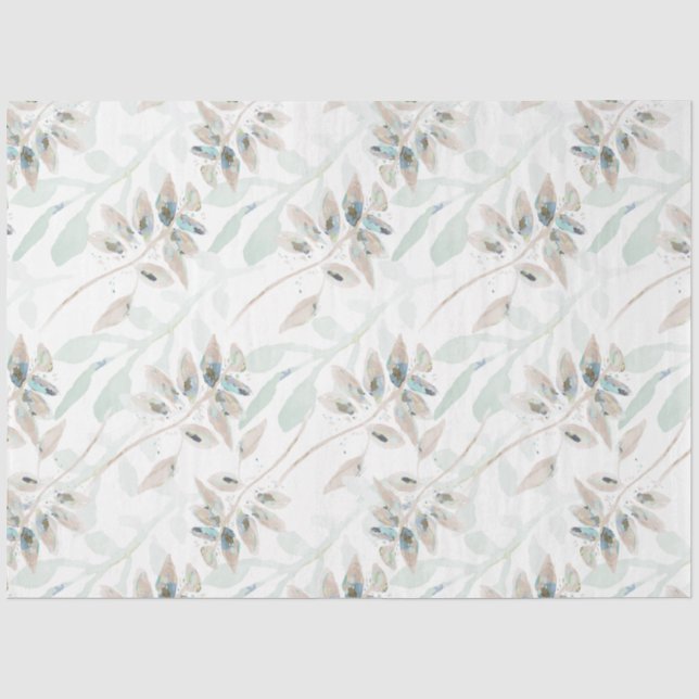 Papier Mousseline Elégante aquarelle florale papier Tissu Tissu Turq (Recto)