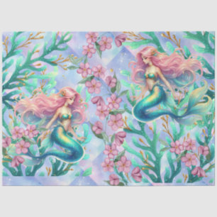 Papier Mousseline Elégante aquarelle Pastel Mermaids Découpage