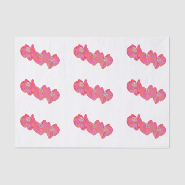 Papier Mousseline Elégante aquarelle rose orchidées tropicale fleuri (Recto)