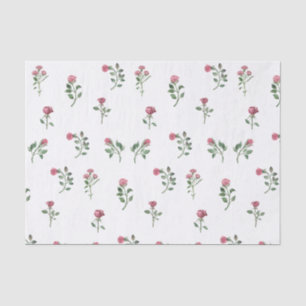 Papier Mousseline Elégante aquarelle Roses roses roses avec tiges et