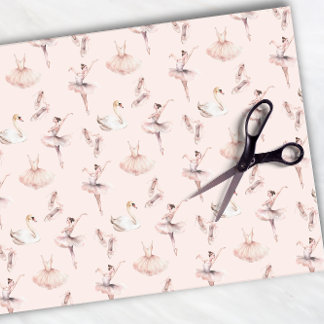 Papier Mousseline Elégante Ballerina Pink Watercolor Ballet