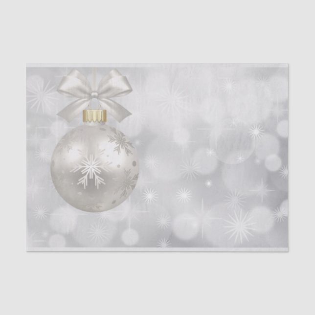 Papier Mousseline Élégante boule de Noël en argent sur les lumières  (Recto)