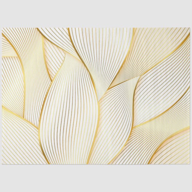 Papier Mousseline Elégante collection Floral Or Blanc (Recto)