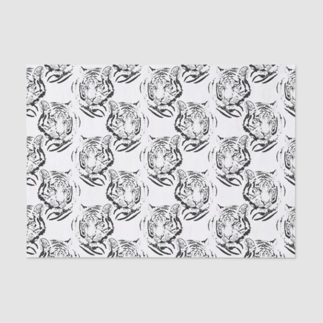 Papier Mousseline Élégante conception d'impression de tête de tigre  (Recto)