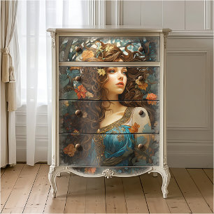 Papier Mousseline Élégante déesse victorienne Vintage Art Nouveau