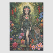 Élégante Fantaisie Fille de la Jungle & Découpage