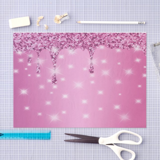 Papier Mousseline Élégante goutte de paillettes rose vif (Artisanat)