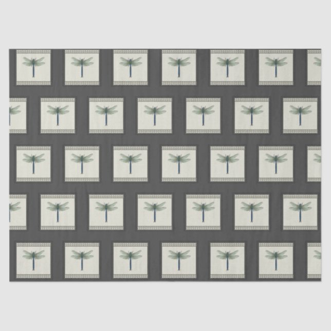 Papier Mousseline Élégante libellule bleue (Recto)