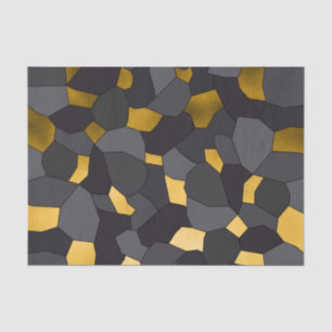 Papier Mousseline Elégante mosaïque noire et gris doré