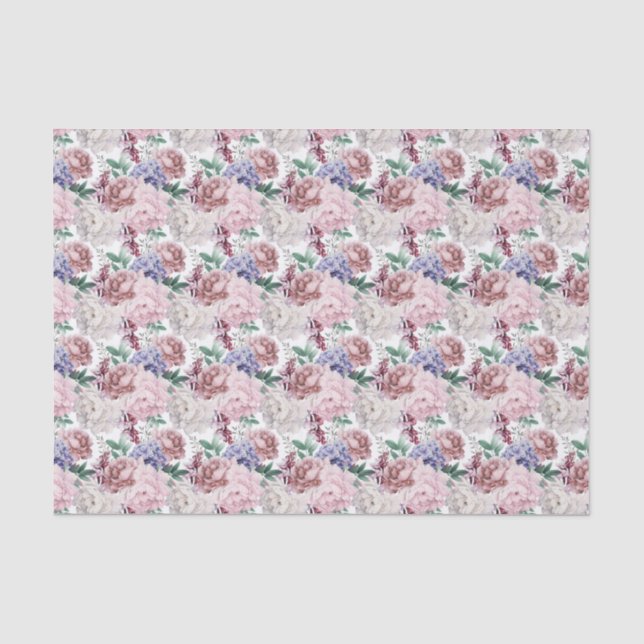 Papier Mousseline élégante motif à la mariage à fleurs (Recto)
