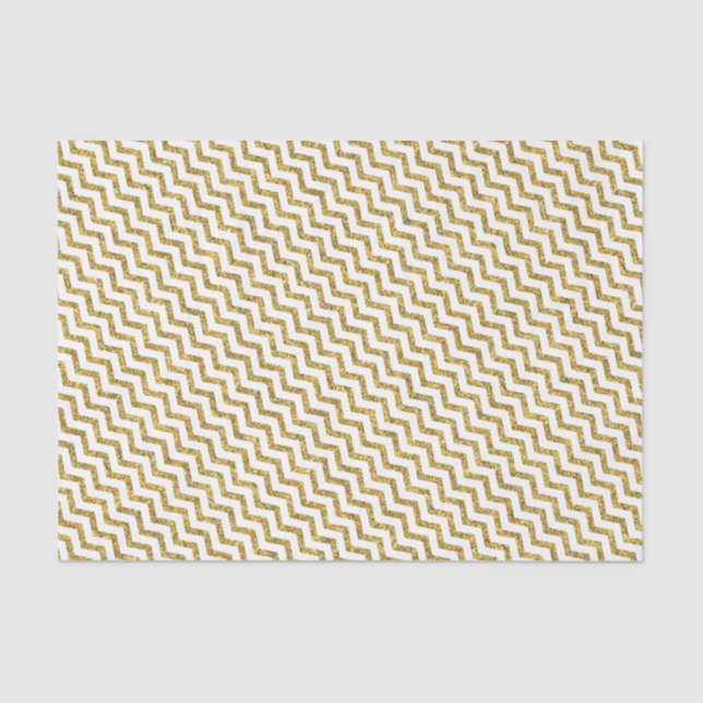Papier Mousseline Elégante Parties scintillant or Chevron Motif sur  (Recto)
