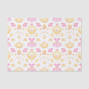 Papier Mousseline Elégante Pink & Gold Watercolor Princess Tea Party