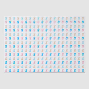 Papier Mousseline Élégante rose bleu monogramme Lettre amusante Moti