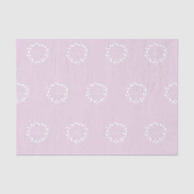 Papier Mousseline Élégante Soft Rose Joyeux Noël Holly Wreath (Recto)