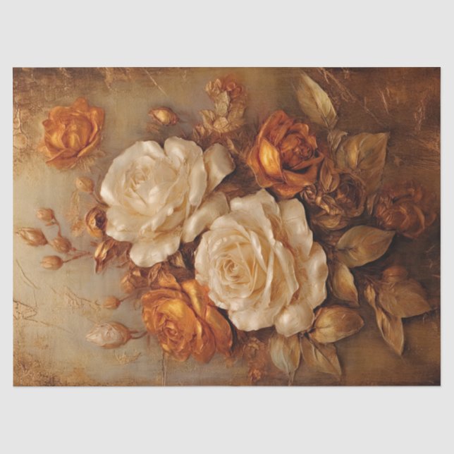 Papier Mousseline Élégante terre cuite et fleurs de cuivre de roses  (Recto)