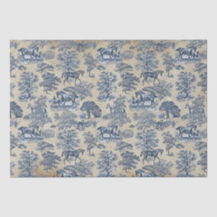 Papier Mousseline Elégante Toile de Cheval Bleu Vintage Kraft