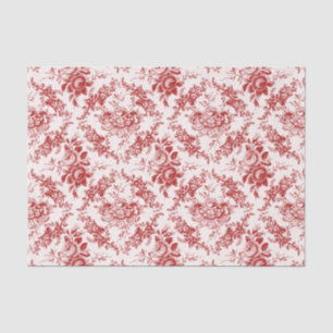Papier Mousseline Élégante toile florale blanche et rouge gravée