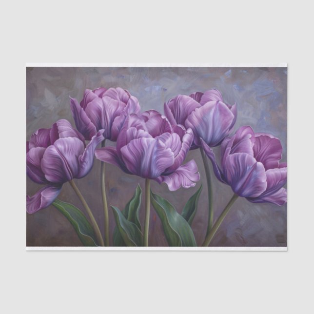 Papier Mousseline Élégante Tulipes pourpres Découpage (Recto)